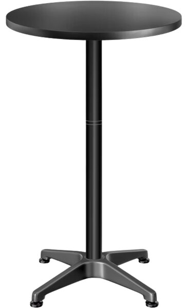 Po višini nastavljiva aluminijasta barska miza NERO, Ø60cm, črna Casaria