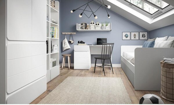 Premium Living Nočna Omarica Flexi, Bela, Siva Visok Sijaj