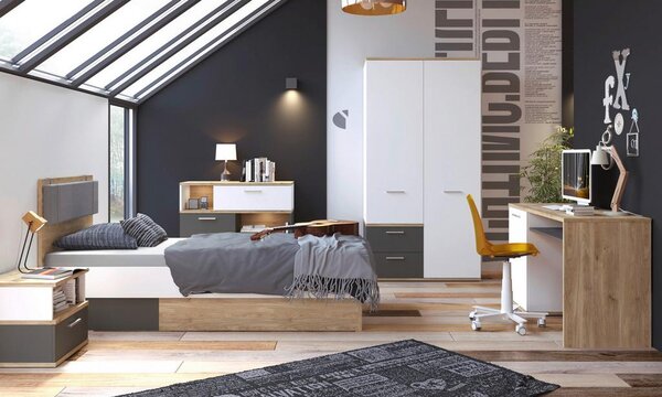 Modern Living Postelja Twenty, Barva Hrasta, Barva Grafita, 120x200cm