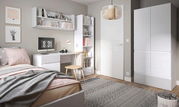 Premium Living Nočna Omarica Flexi, Bela, Siva Visok Sijaj