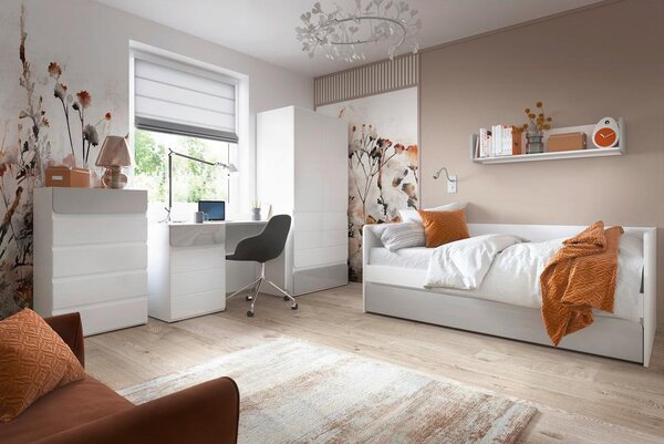 Premium Living Nočna Omarica Flexi, Bela, Siva Visok Sijaj