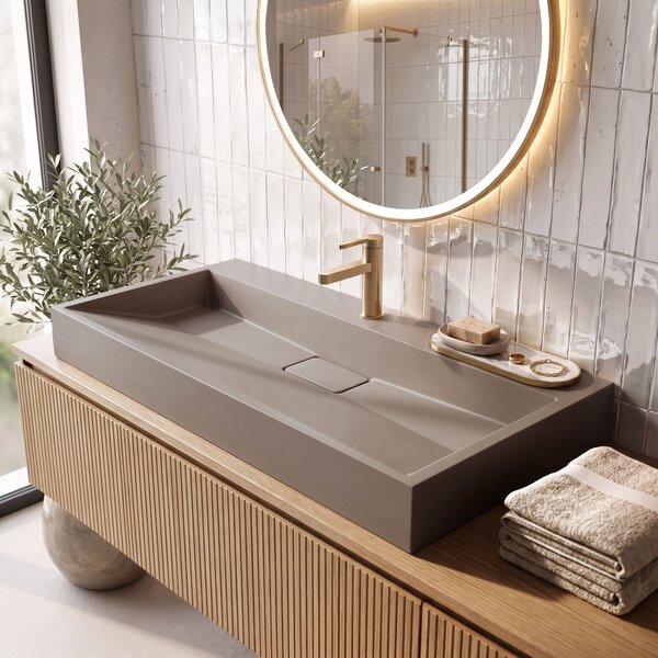 Konglomeratni umivalnik Rea GOYA 100CM Taupe
