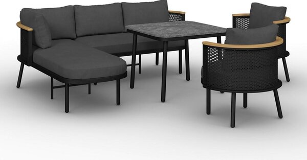 Bessagi Garden Jedilna Lounge Garnitura Lissa, Temno Siva, 5-Delno