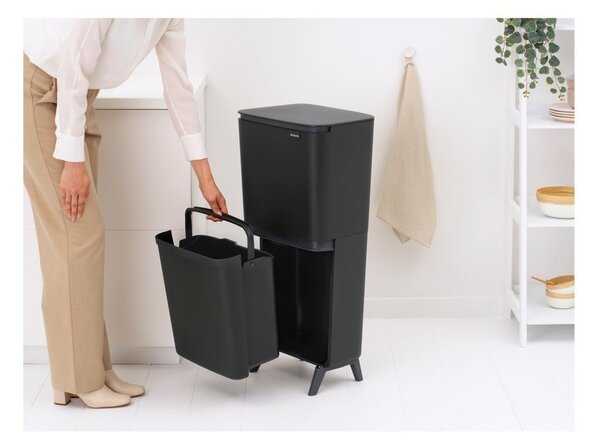 Temno siv plastičen koš za smeti 25+10+10 l za ločevanje odpadkov SortUp Recycle Hi – Brabantia