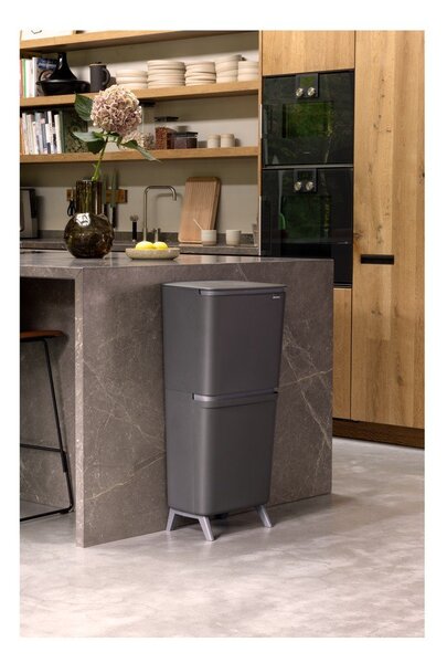 Temno siv plastičen koš za smeti 25+10+10 l za ločevanje odpadkov SortUp Recycle Hi – Brabantia