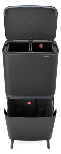 Temno siv plastičen koš za smeti 25+10+10 l za ločevanje odpadkov SortUp Recycle Hi – Brabantia