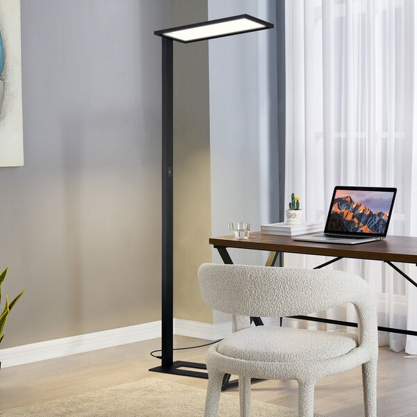 PRIOS Prios LED pisarniška talna svetilka Taronis, črna, 195 cm, z možnostjo, zatemnjen, Črna, Študija / pisarna, Aluminij, Sodobni