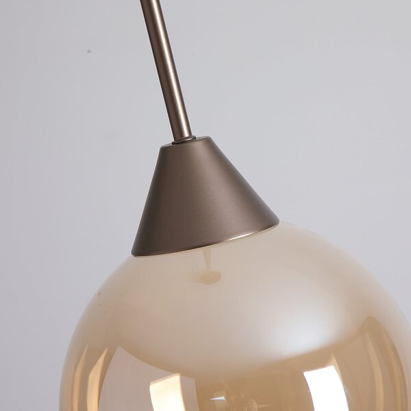 Searchlight LED-visoka svetilka OPUS Lux, 1-žarnica, bronasta, jantarno steklo, CCT, zatemnjen, Bronasta / starinska medenina, Dnevna soba / jedilnica, Steklo