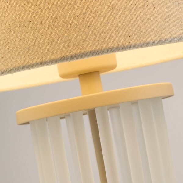 Searchlight Namizna svetilka Swizzle, bež, steklo, tekstil, višina 42 cm, E27, Bež, Dnevna soba / jedilnica, Steklo
