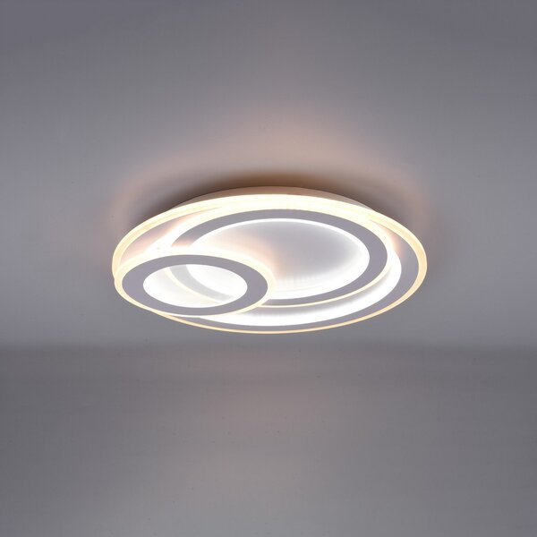 Trio Lighting LED stropna svetilka Mita z daljinskim upravljalnikom, CCT, okrogla, zatemnjen, Bela, Dnevna soba / jedilnica, Kovina, Sodobni
