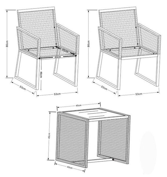 Gardenson Vrtni Set Fidola, Črna, Vklj. Podloge, 3-Delno
