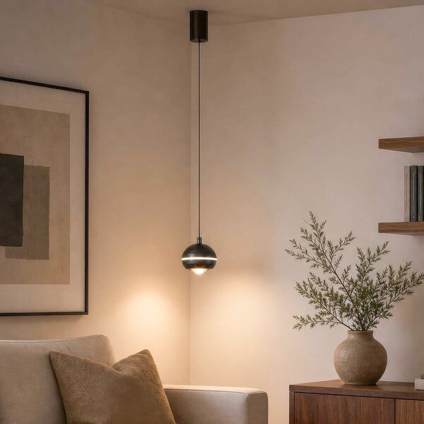 Searchlight LED-visoka svetilka Meteor, 1-žarnica, črni nikelj, kovina, CCT, zatemnjen, Siva, Dnevna soba / jedilnica, Kovina, Sodobni