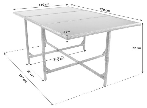 Ambia Garden Vrtna Miza Raloso, Rjava, 170x110cm