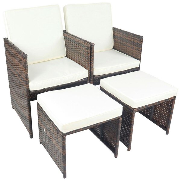 Ambia Garden Set Vrtnih Sedežev Raloso, Rjava, 2 Stola, 2 Tabureja