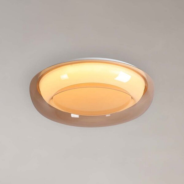 Searchlight LED-stropna svetilka Jude Flush, jantarna, Ø 40 cm, CCT, zatemnjen, Rjava / rjasta, Dnevna soba / jedilnica, Kovina