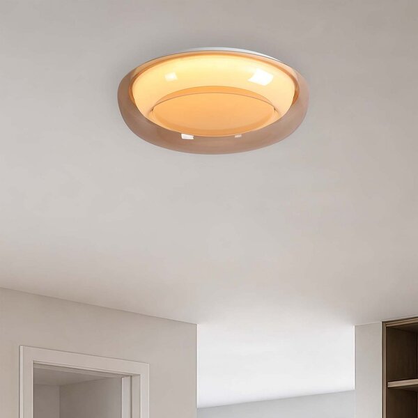 Searchlight LED-stropna svetilka Jude Flush, jantarna, Ø 40 cm, CCT, zatemnjen, Rjava / rjasta, Dnevna soba / jedilnica, Kovina