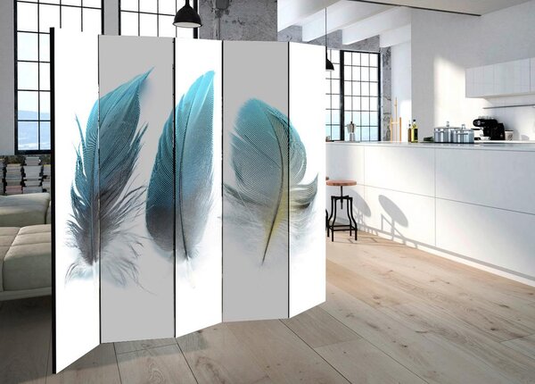 Artgeist Paravan Blue Feathers Ii, Enostranski, 5-Delni