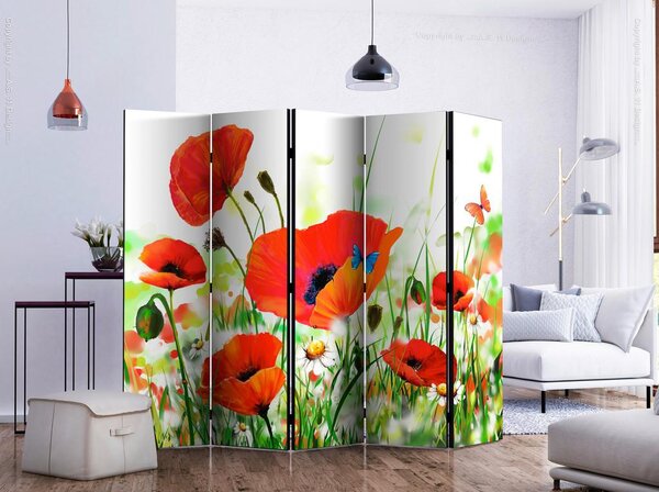 Artgeist Paravan Country Poppies I, Dvostranski, 5-Delni