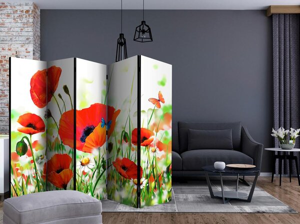 Artgeist Paravan Country Poppies I, Dvostranski, 5-Delni