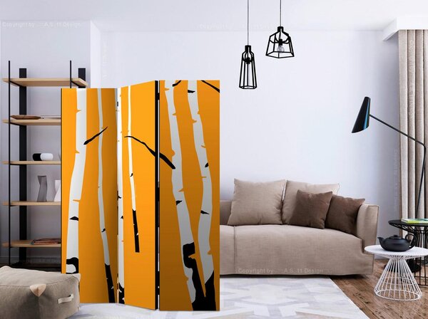 Artgeist Paravan Birches On The Orange, 3-Delni, Dvostranski