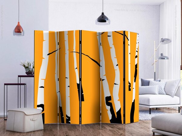 Artgeist Paravan Birches On The Orange, I, 5-Delni, Dvostranski