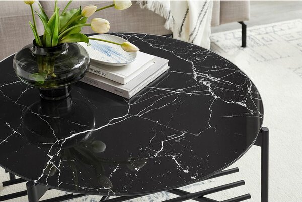 Livetastic Klubska Miza Marble, Črna