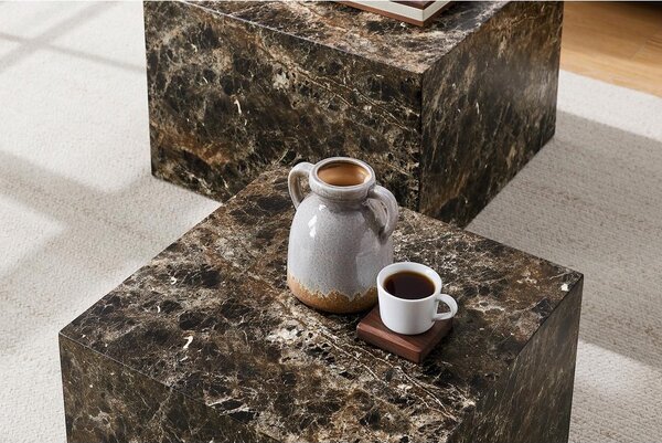 Livetastic Set Klubskih Mizic Marble, Rjava, 2-Delni