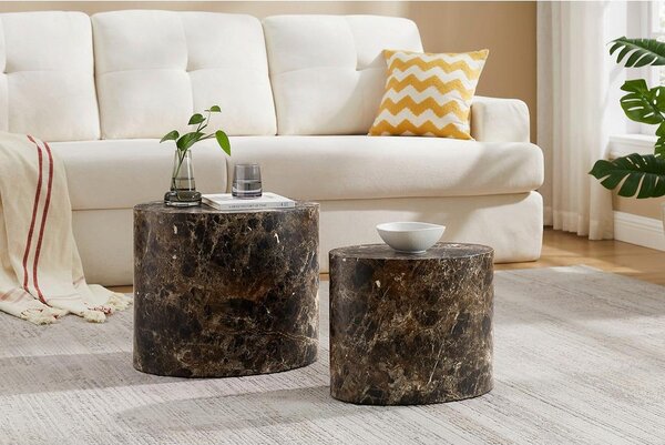 Livetastic Set Klubskih Mizic Marble, Rjava, 2-Delni