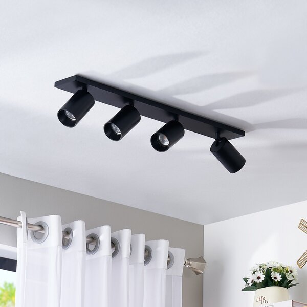 Arcchio žarek Brinja, črn, dolžina 65 cm, Ø 7 4-flg., zatemnjen, Črna, Dnevna soba / jedilnica, Aluminij, Sodobni