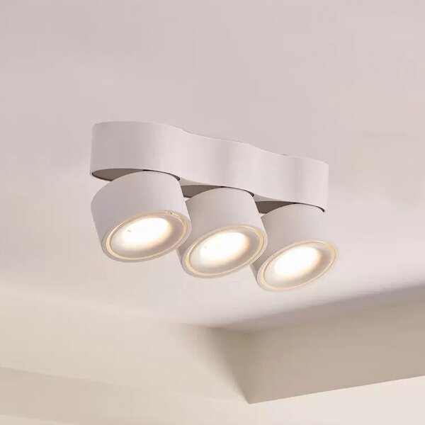 Arcchio LED stropni reflektor Rotari, leče, 3-svetlobni, bel, zatemnjen, Bela, Dnevna soba / jedilnica, Kovina, Sodobni