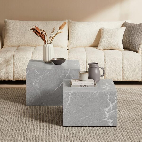 Livetastic Set Klubskih Mizic Marble, Siva, 2-Delni