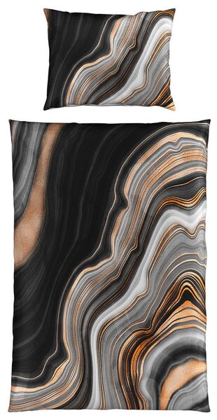 OBOJESTRANSKA POSTELJNINA VOLCANO 140/200 cm saten naravne barve