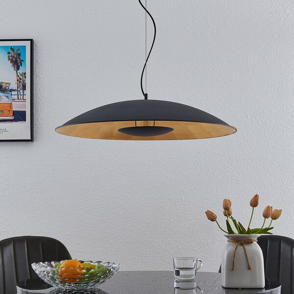 Lindby Lindbyjeva viseča svetilka Narisara, Ø 80 cm, E27, črno-zlata, zatemnjen, Črna, Dnevna soba / jedilnica, Kovina, Sodobni