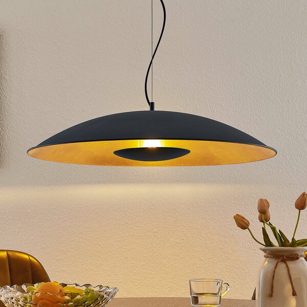 Lindby Lindbyjeva viseča svetilka Narisara, Ø 80 cm, E27, črno-zlata, zatemnjen, Črna, Dnevna soba / jedilnica, Kovina, Sodobni