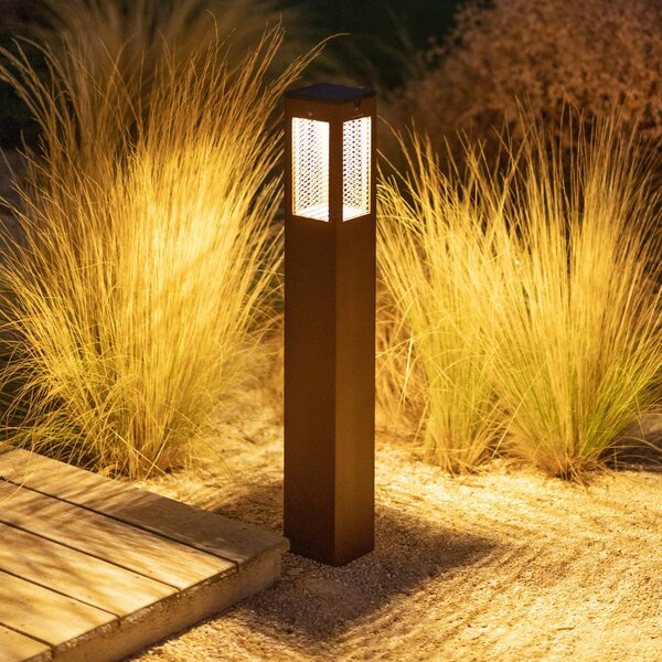 Les Jardins LED solarna luč za pot Tradition Sensor Corten 90cm, zatemnjen, Rjava / rjasta, Kovina, Sodobni, Solarne luči