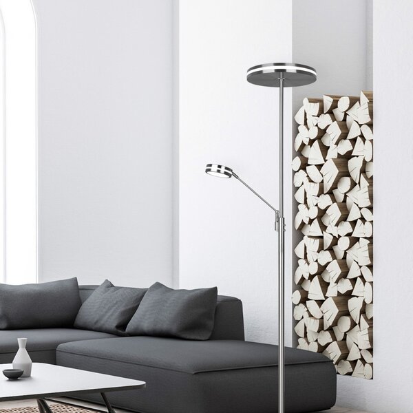Trio Lighting LED-svetilka Franklin, bralna svetilka, mat nikl, zatemnjen, Siva, Dnevna soba / jedilnica, Kovina, Sodobni, Svetilka za branje