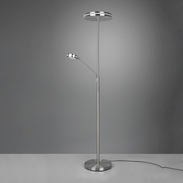 Trio Lighting LED-svetilka Franklin, bralna svetilka, mat nikl, zatemnjen, Siva, Dnevna soba / jedilnica, Kovina, Sodobni, Svetilka za branje