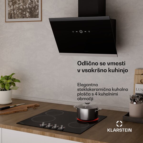 Klarstein EasyCook steklokeramična kuhalna plošča | 4 kuhališča | 6000 W | 11 stopenj moči | 60 cm