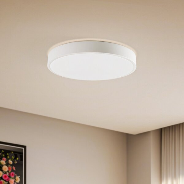 Lindby Smart LED stropna svetilka Innes bela Ø 38 cm RGB CCT Tuya, zatemnjen, Bela, Dnevna soba / jedilnica, Kovina, Sodobni