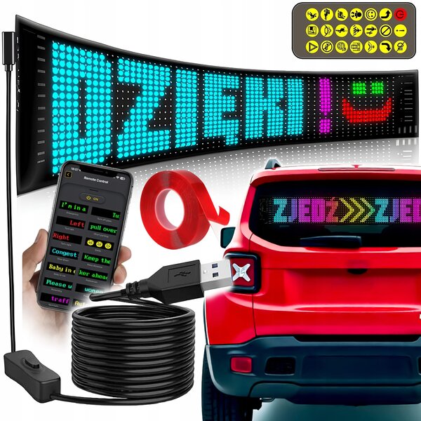 Fleksibilni LED RGB zaslon oglasna tabla USB 59cm aplikacija