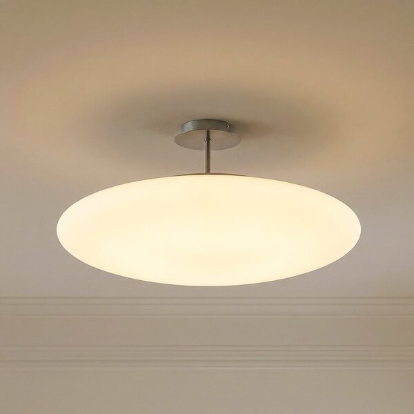Lindby LED stropna svetilka Gunda, bela, steklo, Ø 48 cm, z možnostjo zatemnitve, zatemnjen, Bela, Dnevna soba / jedilnica, Steklo, Sodobni