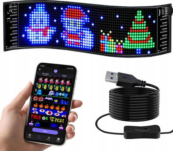 Fleksibilni LED RGB zaslon oglasna tabla USB 59cm aplikacija