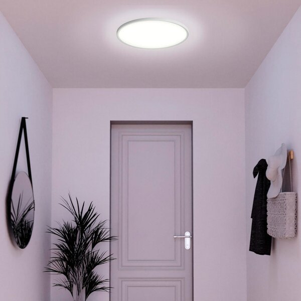 Tint Müller Licht Smart LED-stropna svetilka Amela, Ø 50 cm, zatemnjen, Bela, Dnevna soba / jedilnica, Plastika