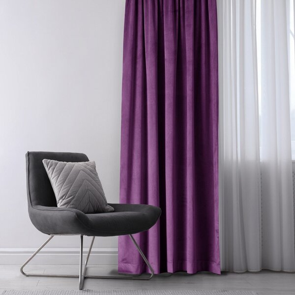 Vijolična žametna zavesa za delno zatemnitev 140x270 cm Eyelets – Restilo