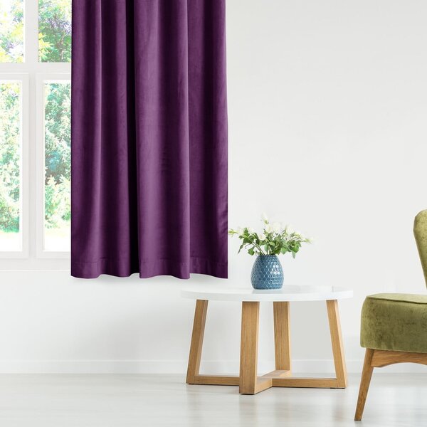 Vijolična žametna zavesa za delno zatemnitev 140x270 cm Eyelets – Restilo