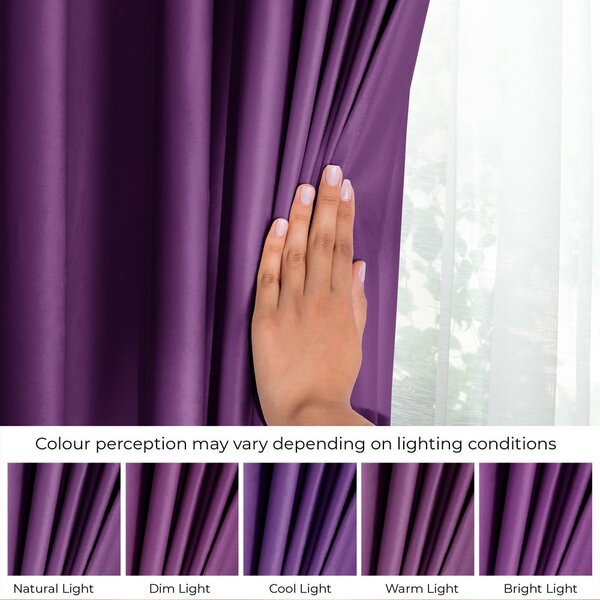 Vijolična žametna zavesa za delno zatemnitev 140x245 cm Pleat – Restilo