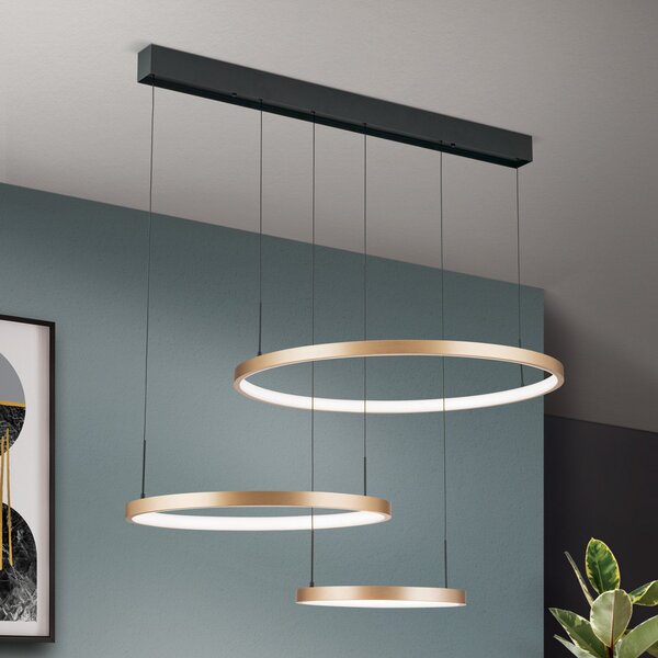 ORION Sfera LED viseče svetilo, trisvetlobno, črno/zlato, zatemnjen, Črna, Dnevna soba / jedilnica, Kovina, Sodobni
