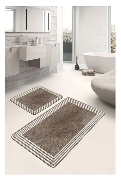 Sivorjave žametne kopalniške preproge v kompletu 2 ks 60x100 cm – Mila Home