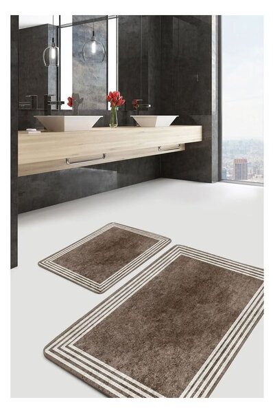 Sivorjave žametne kopalniške preproge v kompletu 2 ks 60x100 cm – Mila Home