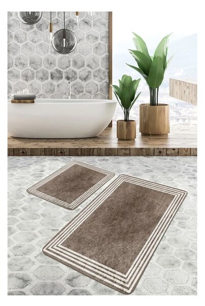 Sivorjave žametne kopalniške preproge v kompletu 2 ks 60x100 cm – Mila Home